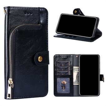 Læder telefon etui med lynlås lomme til Samsung Galaxy A42 5G tegnebog Stand design shell