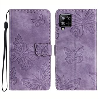 Til Samsung Galaxy A42 5G Stand PU-læder Skin-touch-etui Butterfly-påtrykt telefonpung-cover