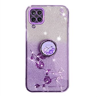 Til Samsung Galaxy A42 5G Flower Rhinestone Decor TPU Cover Glitter Gradient Phone Case med Ring Kickstand