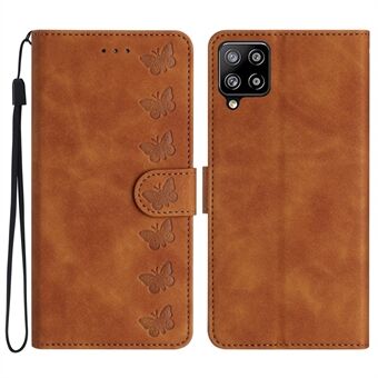 Lædercover til Samsung Galaxy A42 5G Horisontal Stand Butterfly-præget Wallet Flip-etui