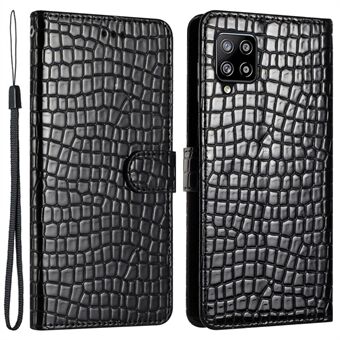 Til Samsung Galaxy A42 5G Bogstil Crocodile Texture Telefontaske Lædercover Stand med håndstrop