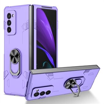 For Samsung Galaxy Z Fold2 5G Rotatable Metal Ring Kickstand PC+TPU Phone Case Scratch-resistant Folding Cover