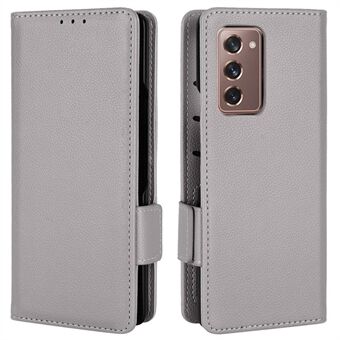 Til Samsung Galaxy Z Fold2 5G Litchi Texture Stødsikker telefonetui PU læder dobbelt magnetisk lås cover med Stand tegnebog