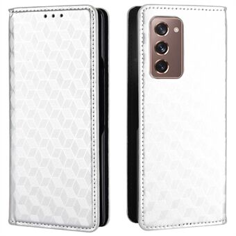 Til Samsung Galaxy Z Fold2 5G Magnetisk automatisk lukkende PU-læder Faldsikker etui Rhombus Imprint Beskyttelsescover med Stand tegnebog