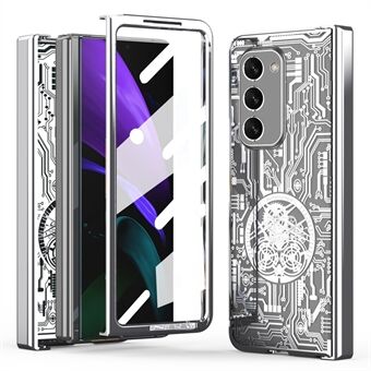 Til Samsung Galaxy Z Fold2 5G Mechanical Legend Series Hængselbeskyttelse Telefonetui Hårdt PC galvaniseringscover med hærdet glasfilm