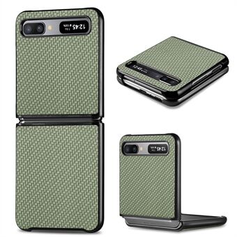 Carbon Fiber Texture Lædercoated PC + TPU Beskyttende Telefon Case Shell til Samsung Galaxy Z Flip 5G