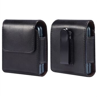 Ægte læder talje Foldetelefontaske til Huawei P50 Pocket/ Samsung Galaxy Z Flip3 5G/Z Flip 5G/Z Flip, Bælteclips Magnetic Flip Telefonetui
