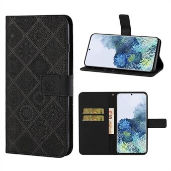 Imprint Etnisk stil Flower Wallet Lædertaske til Samsung Galaxy S20 FE 4G/FE 5G/S20 Lite/S20 FE 2022