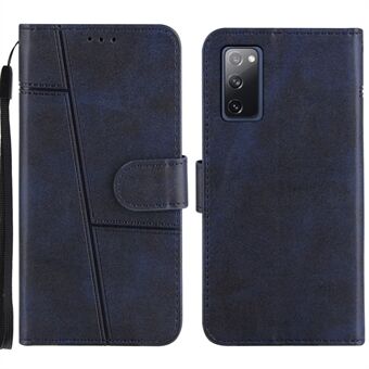 Fuld beskyttelse Stand Design Kortfattet splejsning læder telefoncover med rem til Samsung Galaxy S20 FE 2022/S20 FE 4G/S20 FE 5G/S20 Lite