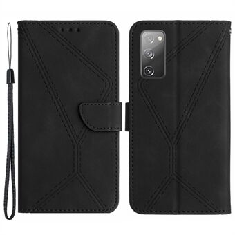 HT05 Flip Wallet Phone Case til Samsung Galaxy S20 FE / S20 FE 5G / S20 FE 2022 / S20 Lite, PU Læder Skin-touch Imprinted Line Stand Cover