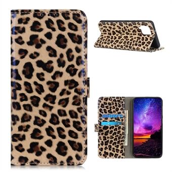 Leopardmønster Blankt tegnebog Stand Smartphone Cover til Samsung Galaxy A12