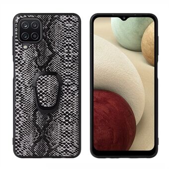 PU læderbelagt TPU design ringformet kickstand design telefon cover shell til Samsung Galaxy A12