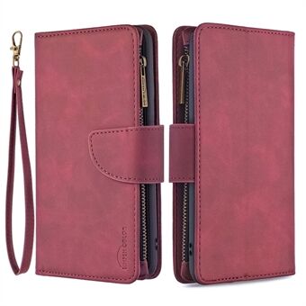 BF02 aftageligt 2-i-1 design læder telefontaske Lynlås lomme lommebogscover til Samsung Galaxy A12