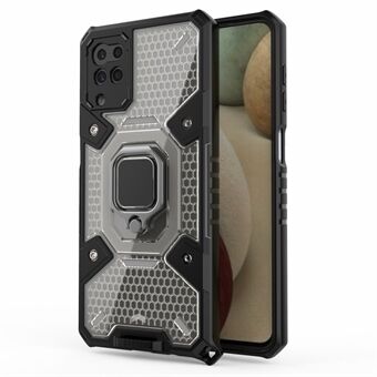 Kickstand Design PC+TPU Anti-ridse Beskyttende Hybrid Telefon Case Cover Indbygget magnetisk holder til Samsung Galaxy A12