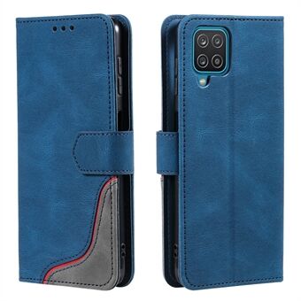 Tre-farvet splejsning Skin-touch Feeling PU læder pung Telefon etui Stand Cover til Samsung Galaxy A12/M12