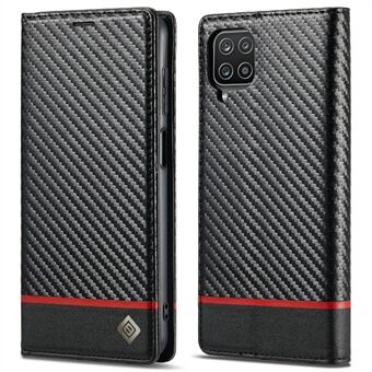 LC.IMEEKE Carbon Fiber Texture Stripe Design Wallet Stand Læder Telefoncover til Samsung Galaxy A12 5G