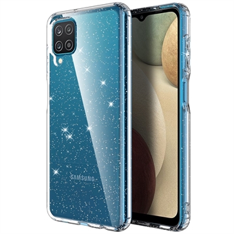Glitter Powder Fleksibel TPU Transparent Beskyttende Cell Phone Shell Cover til Samsung Galaxy A12