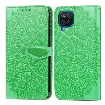 For Samsung Galaxy A12 Imprinted Dream Wings Pattern Leather Stand Case Wallet Phone Cover with Wrist Strap