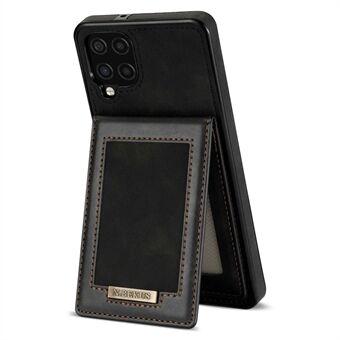 N.BEKUS til Samsung Galaxy A12 faldsikkert telefoncover Shell Kickstand RFID-blokerende lodret kortholder PU-læder+TPU-telefonbagcover