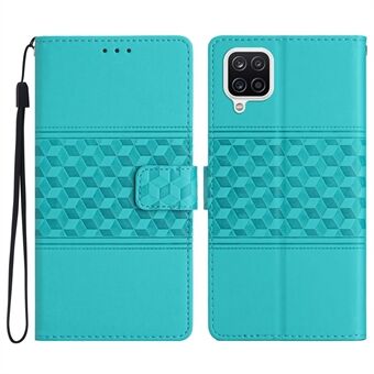 Telefoncover til Samsung Galaxy A12, Stand med retro-præget mønster med skin-touch-følende lædertelefoncover