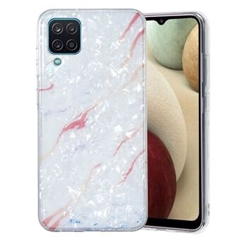 Til Samsung Galaxy A12 IMD Design Blød TPU-telefonetui Shell-mønster marmorblomstercover