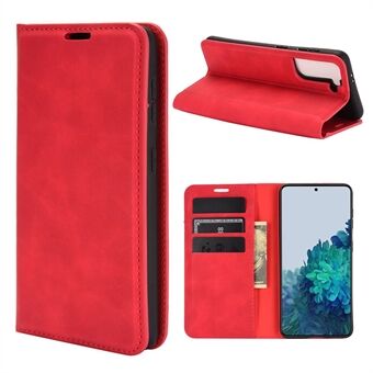 Auto-absorberet Skin-Touch Folio Flip læderbeskytter med tegnebog til Samsung Galaxy S21 5G