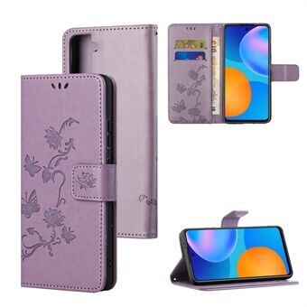 Imprint Butterfly Flowers Læderskal til Samsung Galaxy S21 5G/S21 4G Wallet Phone Case