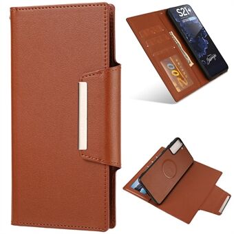 PU læder tegnebog mobiltelefon hyldebetræk med aftagelig indre TPU taske til Samsung Galaxy S21 5G