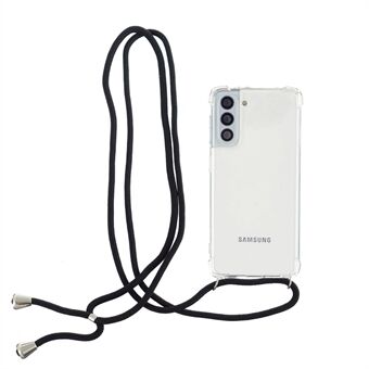 Fire hjørner stødsikker airbag TPU telefontaske med snor til Samsung Galaxy S21 5G