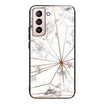 Marmor Mønster Hærdet Glas + TPU Hybrid Telefon Bag Cover Beskyttelses Cover til Samsung Galaxy S21 5G