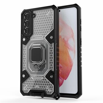 Kickstand Design PC+TPU Hybrid Telefon Case Cover Shell Indbygget magnetisk holder til Samsung Galaxy S21 5G