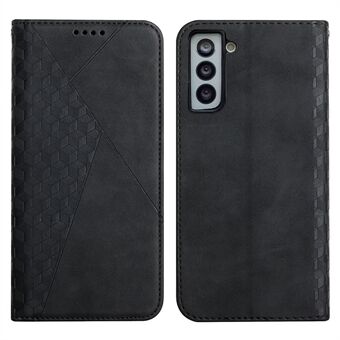Magnetisk, autoabsorberet, Rhombus , lædertelefoncover i læder med hudberøring med Stand til Samsung Galaxy S21 5G