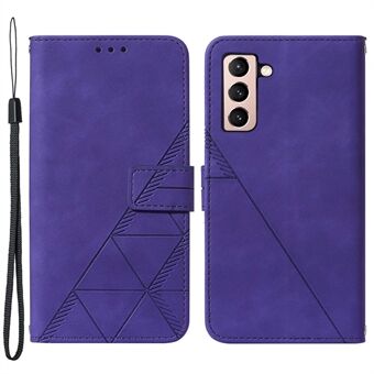 PB2 Series Imprinting Lines PU Læder Folio Flip Stand Wallet Phone Case Protector til Samsung Galaxy S21 5G