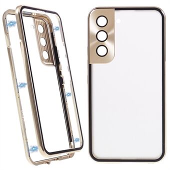 Til Samsung Galaxy S21 5G Sikkerhedslås Magnetisk telefontaske Metalramme Dobbeltsidet hærdet glas klart cover