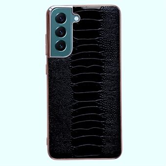 Weilai-serien til Samsung Galaxy S21 4G / 5G Nano galvanisering PC+TPU+Ægte okselæder telefoncover Crocodile Texture Case