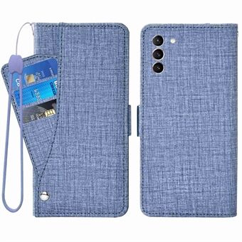 Til Samsung Galaxy S21 4G / 5G Jean Cloth Texture PU Læder Folio Flip Case Stand Wallet Telefoncover med roterende kortplads
