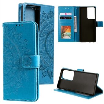 Påtrykt Mandala Flower Wallet Lædertaske til Samsung Galaxy S21 Ultra 5G Flip Cover