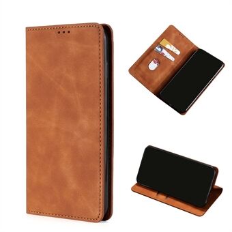 Silky Touch Auto-absorberet pung læder Stand etui til Samsung Galaxy S21 Ultra 5G