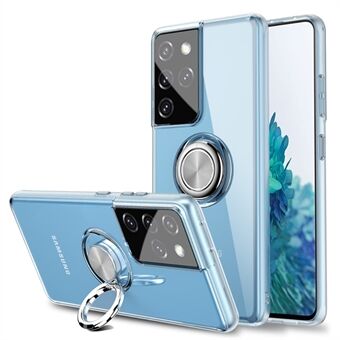 TPU telefon etui med roterende finger Ring kickstand [metalplade] til Samsung Galaxy S21 Ultra 5G