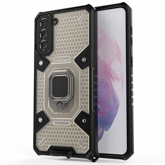 Kickstand Design PC + TPU Hybrid Phone Cover Cover Shell Indbygget magnetisk holder til Samsung Galaxy S21 Ultra 5G