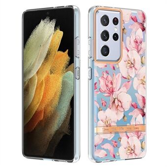 Velbeskyttet blomsterbrevdesign IML IMD galvanisering Dropsikker TPU-telefoncover til Samsung Galaxy S21 Ultra 5G