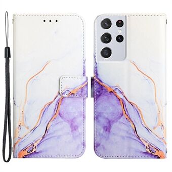 YB Pattern Printing Leather Series-5 Pattern Printed Phone Case for Samsung Galaxy S21 Ultra 5G Shockproof Phone Protector PU Leather + TPU Folio Flip Cover with Wallet Stand
