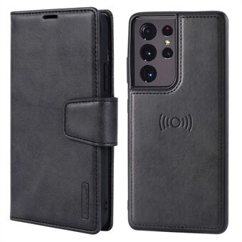 HANMAN Miro2 Series PU-lædertelefontaske til Samsung Galaxy S21 Ultra 5G, magnetisk aftagelig 2-i-1 Stand Anti-fall telefoncover