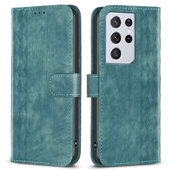 PU-lædercover til Samsung Galaxy S21 Ultra 5G Anti-fald med trykt mønster Stand Telefoncover