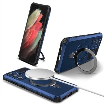 Til Samsung Galaxy S21 Ultra 5G Magnetic Kickstand Case PC+TPU Scratch telefoncover