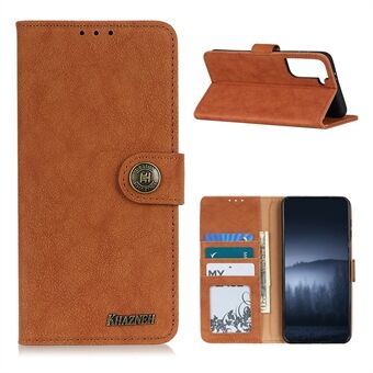 KHAZNEH Retro split læder tegnebog telefon etui til Samsung Galaxy S21 +