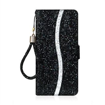 Glittery Pulver Splicing Wallet Stand Læder Telefon Cover til Samsung Galaxy S21 + 5G