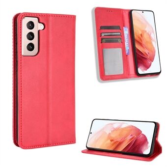 Auto-absorberet Retro Style Wallet Stand Læder Phone Case til Samsung Galaxy S21 + 5G