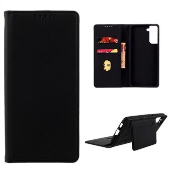 Strong Magnet Liquid-Silicone-Feeling Leather Wallet Cover til Samsung Galaxy S21 Plus 5G