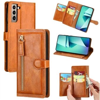 Til Samsung Galaxy S21 + lynlås lomme tegnebog læder telefon cover cover
